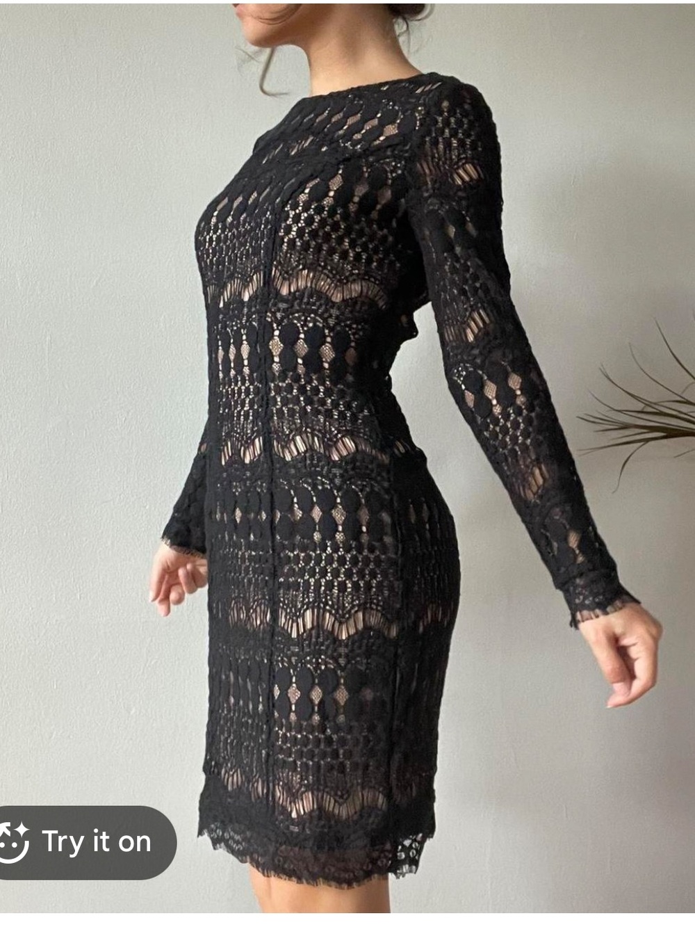 White House Black Market Black Crochet Lace Long-Sleeve Sheath Dress
